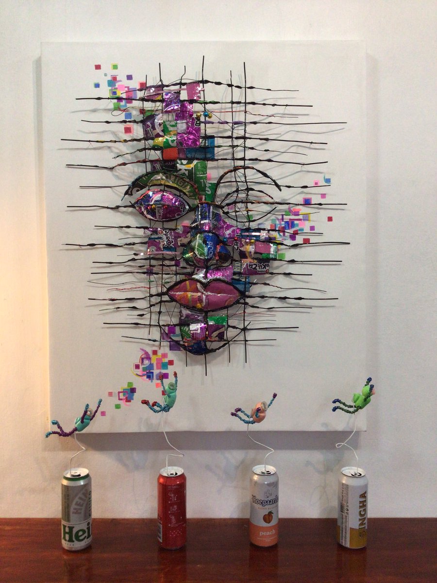 My face mixed media sculpture recycle #art #Face  #sculpture😍