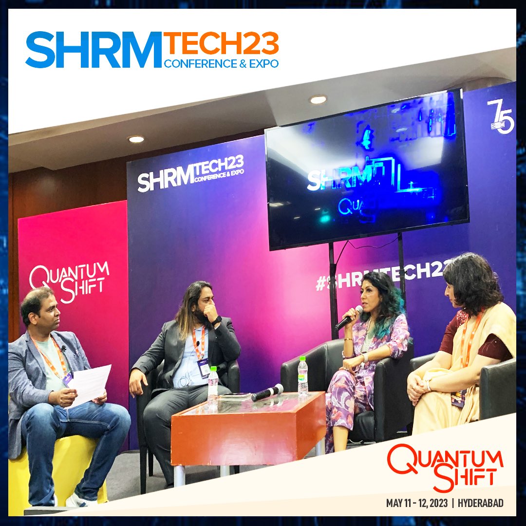 SHRMindia's tweet image. Here is what Reetu Raina, Aarti Srivastava and Sumit Sabharwal said  about the recruitment process 
“The shift from talent acquisition to talent retention with the help of tech might be the key to developing a winning recruitment strategy and it grows day by day” 

#SHRMTECH23