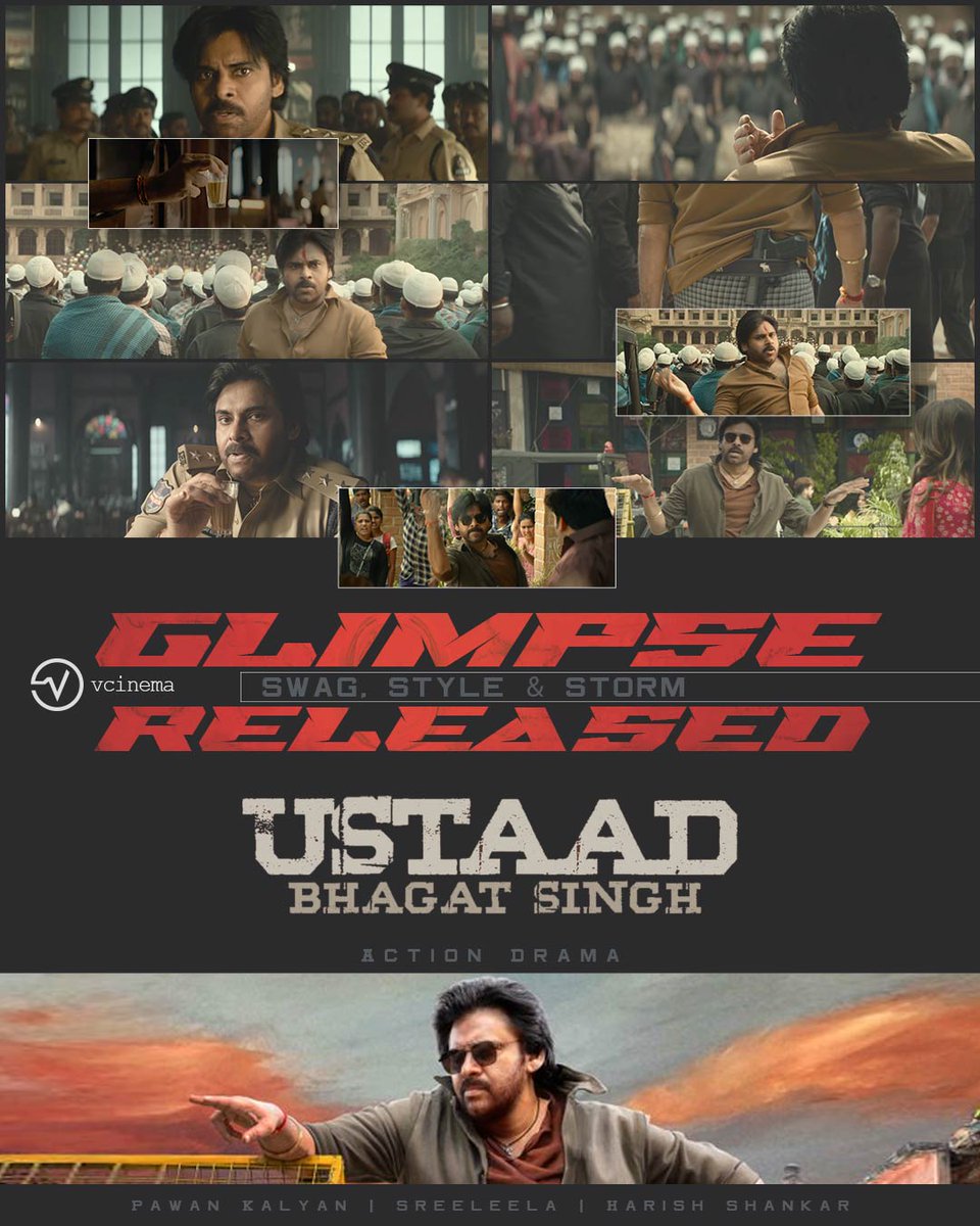 VCinemaLive's tweet photo. The wait is finally over! #USBMassGlimpse is OUT NOW and #PowerStar comes back stronger and fiercer with #UstaadBhagatSingh. This time it’s not just entertainment 🔥😎
#PawanKalyan #VCinema https://t.co/0Xqxueh4jb