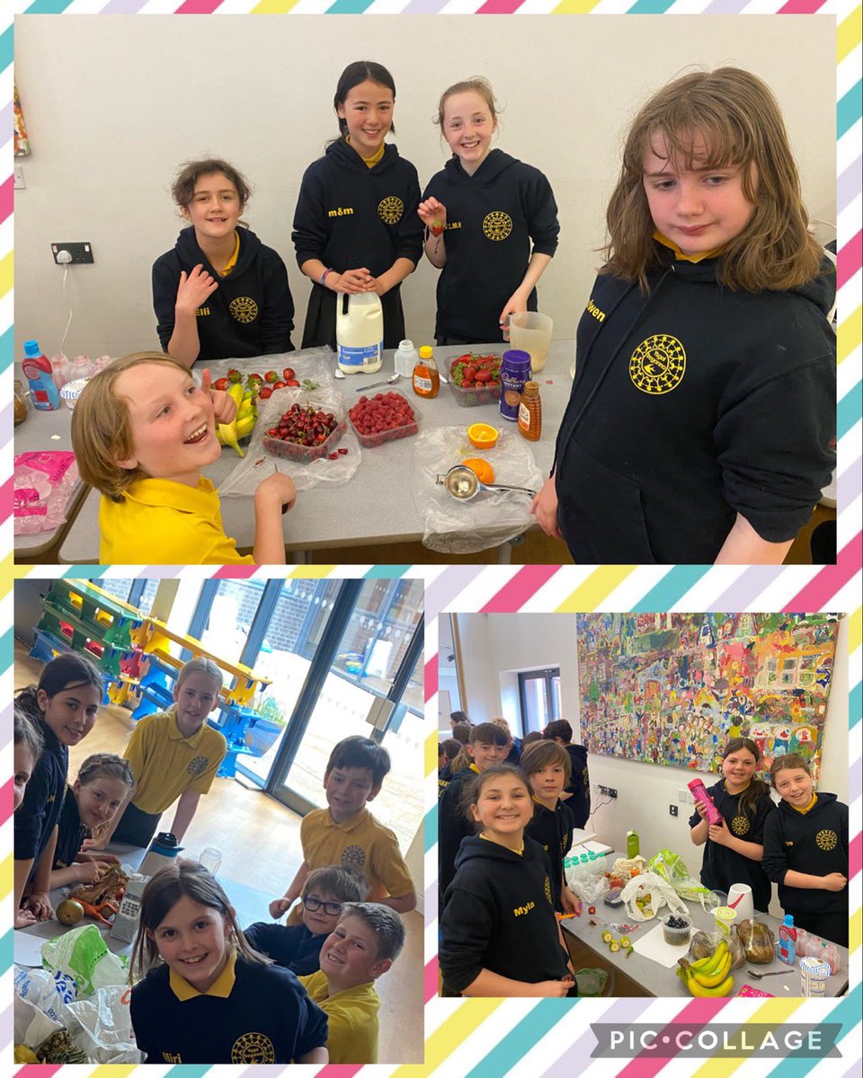 YsgolTreganna's tweet photo. Mae’r smwddis yn barod! Rhieni, rydym yn edrych ymlaen at eich gweld am 3yh heddiw. // The smoothies are ready! Parents, we are looking forward to seeing you at 3pm today. 🍒🍌🍏🥭 #blwyddyn6treg https://t.co/ASsSBDZfy6