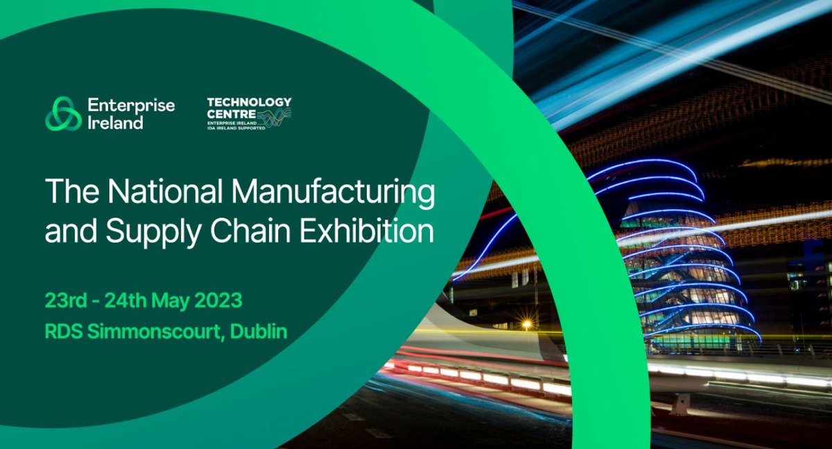 Join our #TechCentres on 23rd and 24th May in @TheRDS at @NationalMSC The National Manufacturing and Supply Chain Exhibition. Read more here: manufacturingevent.com @IMR_ie @LearnovateC @MCCI_ie @fhi_tweets @PMTCentre @CeADARIreland @dptcentre