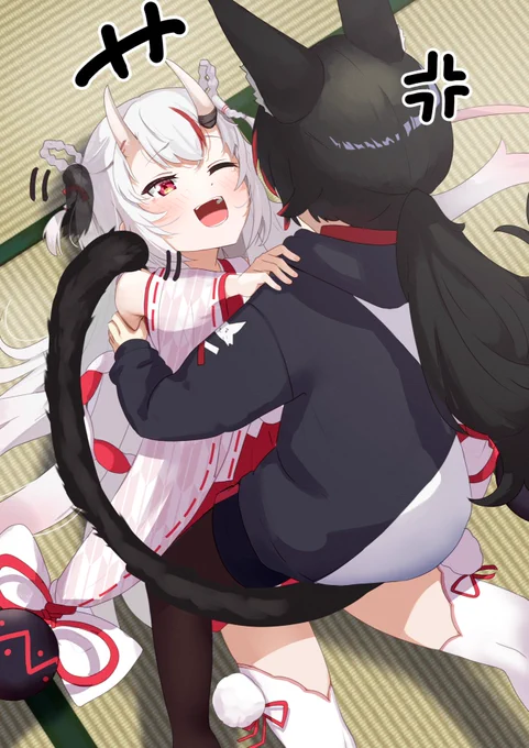 くすぐり合うホロライブ あやみお  「人の話聞かない子にはお仕置きです!」  #百鬼絵巻 #みおーん絵