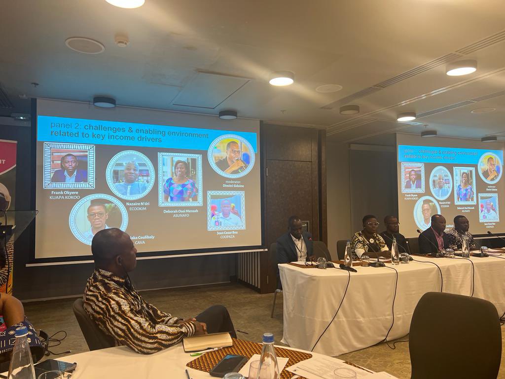 AlexAssanvo's tweet photo. Bringing discussions on farmer pay to the source, as the Cocoa Producers’ Living Income Summit takes place in Abidjan. Farmer income is at the core of our work at the Côte d’Ivoire-Ghana Cocoa Initiative &amp; the vision of the presidents @Presidenceci @GhanaPresidency https://t.co/Y9PoUmPdMx