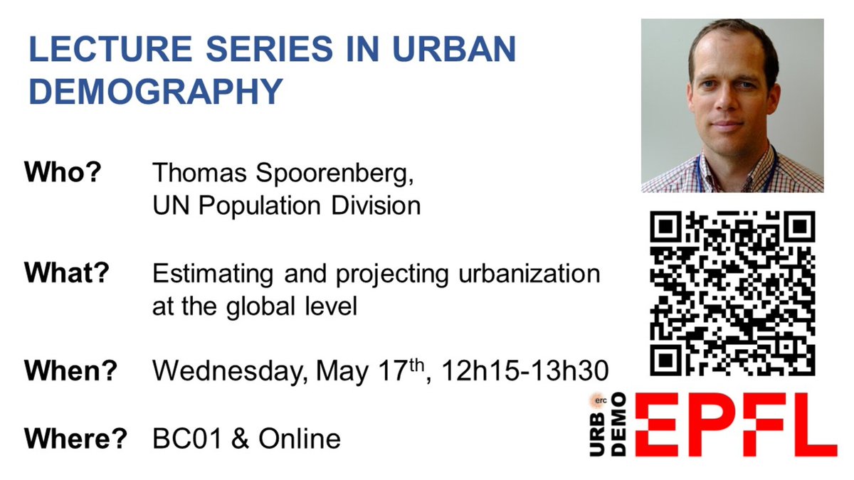 🚨URBDEMO Lecture Series

Next week on 17/05 we welcome Dr. Thomas Spoorenberg from the United Nations Populations Division. If you are interested in methods and data that the UN uses to estimate and project urban, rural &amp; city populations, join us!

<a href="/EAPS_pop/">EAPS</a> <a href="/PopulationEU/">Population Europe</a>