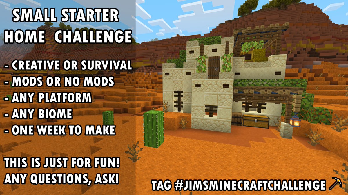 Who's up for a <a href="/Minecraft/">Minecraft</a> build challenge then?! 

Challenge #1 is a small starter home- this is mine in the banner below! I'll pop some tips in the comments, any questions give me a shout!

Tag your screenshots #JimsMinecraftChallenge⛏️ by 19th May!👍

#VirtualPhotography 📸