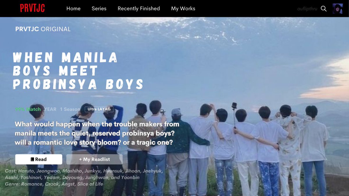 prvtjc's tweet photo. when manila boys meet probinsya boys
— a #HAJEONGWOO #MASHIKYU #SUKHOON #JAESAHI #YOSHIDAM #DOHWAN ft. #YOONBIN filo au
what would happen when the trouble makers from manila meet the quiet, reserved probinsya boys? will a romantic love story bloom? or a tragic one? https://t.co/TKpGwPtIev