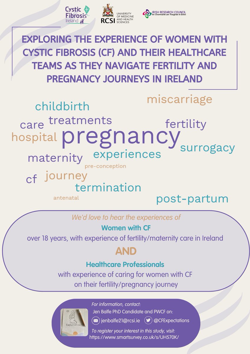 CF Ireland (@cf_ireland) on Twitter photo CFI are delighted to support PhD candidate and person with CF, Jen Balfe, in her new study exploring the experiences of women with CF and the healthcare professionals involved in their care during a fertility/pregnancy journey. Visit buff.ly/3O90rHQ or <a href="/CFExpectations/">CF Expectations</a> CFI are delighted to support PhD candidate and person with CF, Jen Balfe, in her new study exploring the experiences of women with CF and the healthcare professionals involved in their care during a fertility/pregnancy journey. Visit buff.ly/3O90rHQ or <a href="/CFExpectations/">CF Expectations</a>