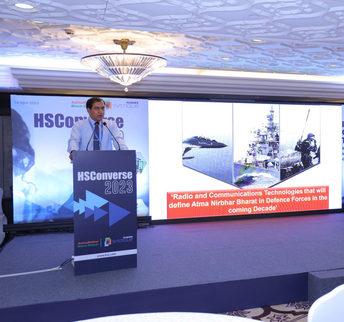 hsccorp's tweet image. Lt Gen Rajeev Sabherwal, PVSM, AVSM, VSM, (Retd), former Signal Officer-in-Chief &amp;amp; Colonel Commandant, Corps of Signals, delivered keynote address at an event focusing on how Radio &amp;amp; Communication Technologies have potential to define self-reliant India for our Defence Forces.