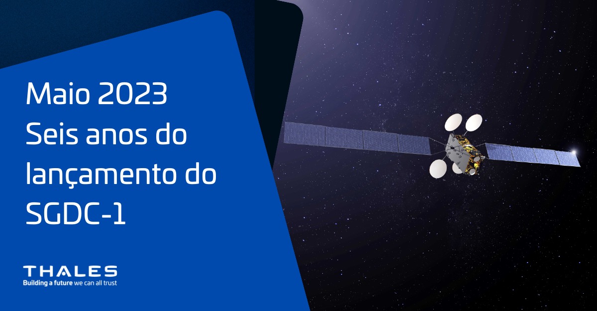 ThalesLATAM's tweet photo. A #Thales comemora 6 anos de lançamento do #SGDC-1, o primeiro Satélite Geoestacionário do Brasil que permitiu o acesso à internet de alta velocidade em 100% do país. O projeto foi desenvolvido pela @ThalesAerospace em parceria com a #Visiona. https://t.co/4MevoPUsBx