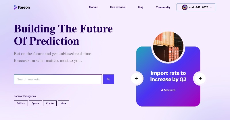 foreonnetwork's tweet photo. Foreon Network is a people-powered prediction market🔮, built on Cardano.

Take A Position In Any Market with zero limits, shaping the future of prediction one forecast at a time.

Join us on this journey, where your voice matters!