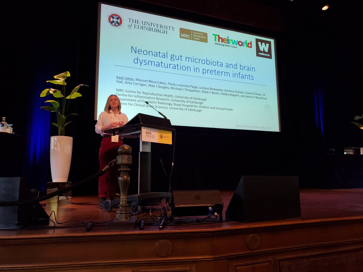 MindMicrobes's tweet photo. Kadie Vaher describes different infant gut bacteria that are correlated with features of brain development (shown via brain imaging) in preterm infants.
#MMM2023 https://t.co/DQ0TkhwWsm
