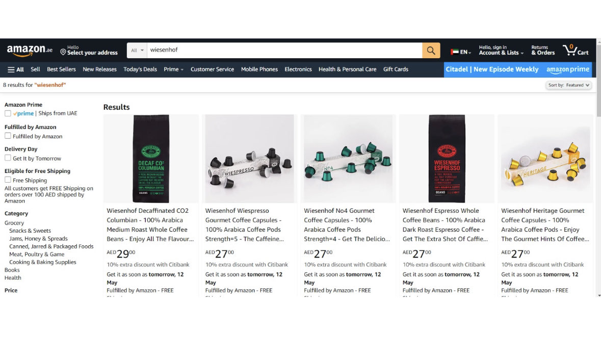 Wiesenhof coffee now available via Amazon in the UAE👍