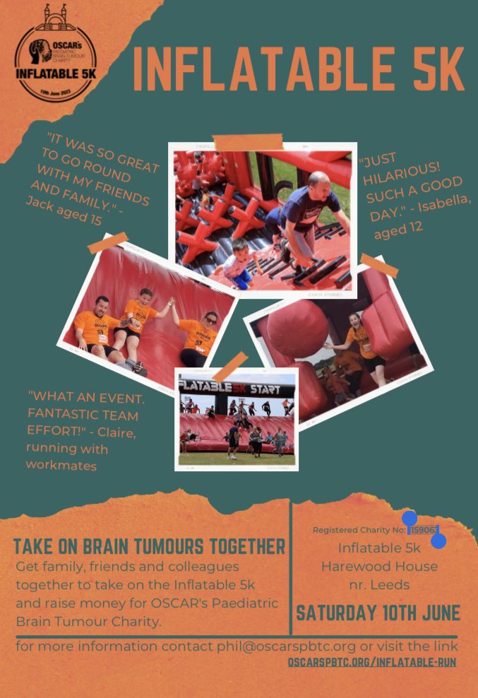 This fantastic local charity, Oscar's PBC, is looking for families to get involved and raise money.  They work with and for children who have brain tumours. To read about the charity and the event, visit oscarspbtc.org
@ValeYorkAcademy
