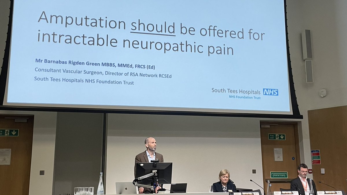Samhja's tweet image. @BritishPainSoc #BPSASM2023 
The BPS Debate: Amputation for intractable neuropathic pain? 
Chaired by Flick Cox @FeliciaJCox 
Pro: Barny Green (Vascular surgery)
Con: Mike Sidery (Pain medicine)