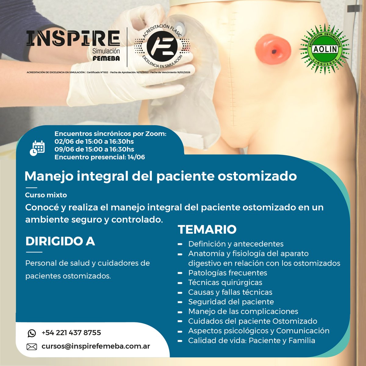 ✍️INSCRIPCIONES ABIERTAS

Aprendé los conocimientos básicos de los distintos tipos de ostomía y su adecuada atención para abordar el manejo del paciente ostomizado desde una mirada interdisciplinaria.

🌐¿Querés saber más? Ingresá en: inspirefemeba.com.ar/event/manejo-i…