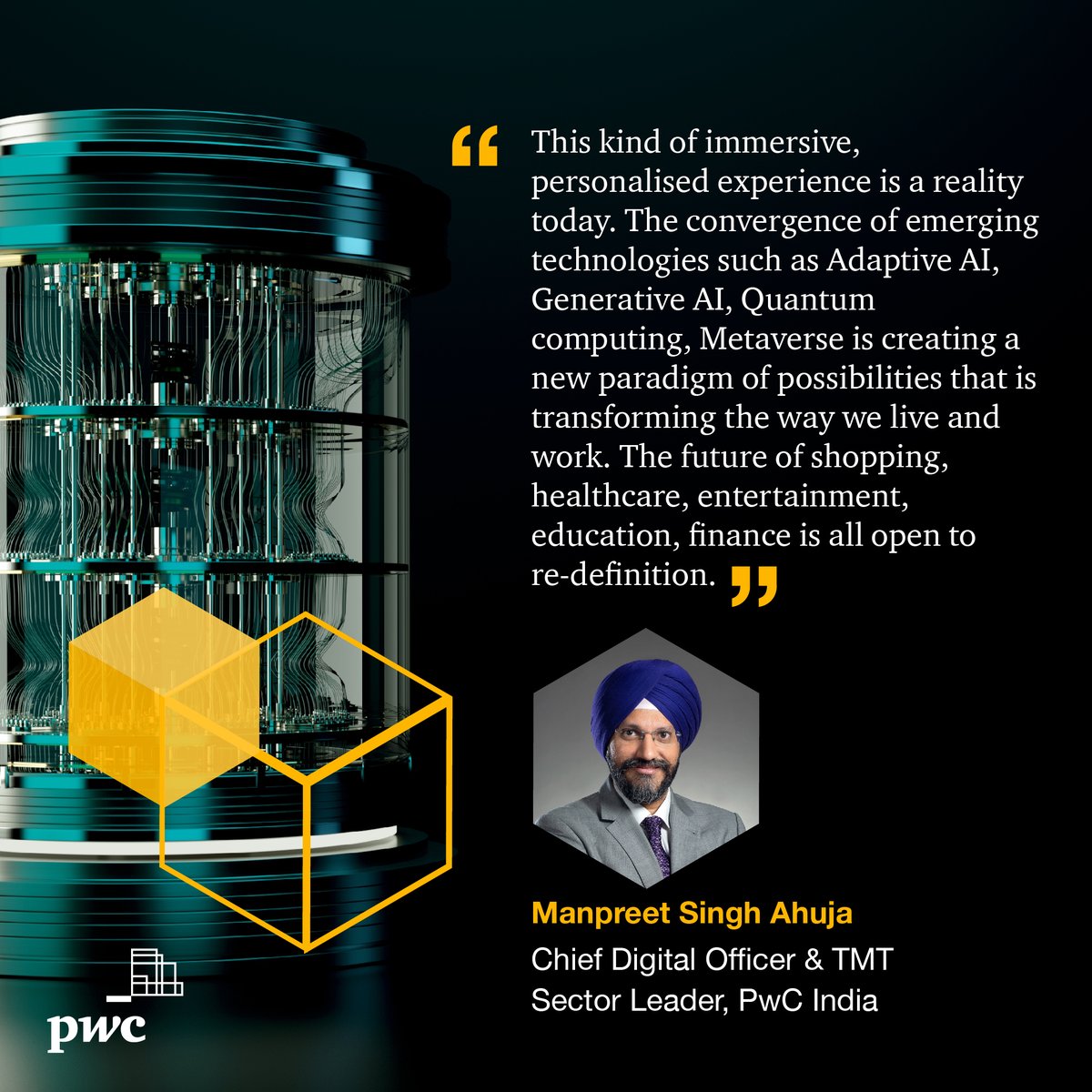 PwC_IN's tweet photo. This #NationalTechnologyDay, our Chief Digital Officer @emanpreet talks about how India is at the cusp of unlocking the power of technology. We are proud to be part of India's journey with our community of solvers #acingdigital to help businesses #experienceinfinite possibilities https://t.co/gmQFbC5NAk