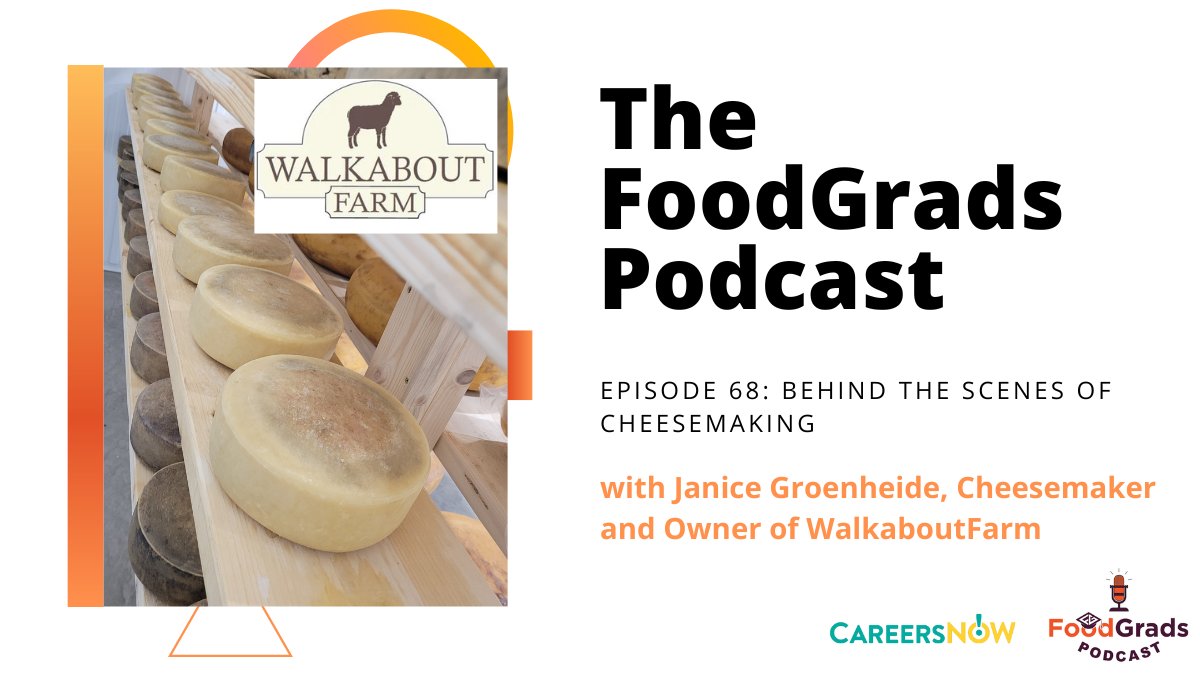 FoodGrads's tweet photo. On episode 68 of the FoodGrads Podcast with support from our partners @tasteyourfuture Your Future, Veronica interviewed Janice Groenheide, Cheesemaker and Owner of WalkAboutFarm.
🎧 Listen to this episode anywhere you get your podcasts!
#Cheese #cheesemaker #cheesescience https://t.co/b7mnCmBfqz