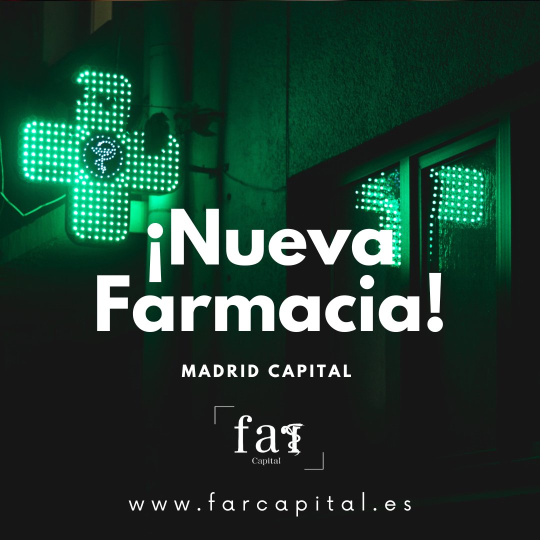 capital_far's tweet photo. 🟢¿Estás buscando una #farmacia⚕️en #MadridCapital?
Farmacia en Madrid Capital, en venta por jubilación, con 75% de SOE y en barrio de alta densidad de población.
#FARCapital
Si quieres más información, ¡contáctanos ahora!
📞📧👇👀
https://t.co/Eh7iitUzBh https://t.co/uOhE5bXUgk