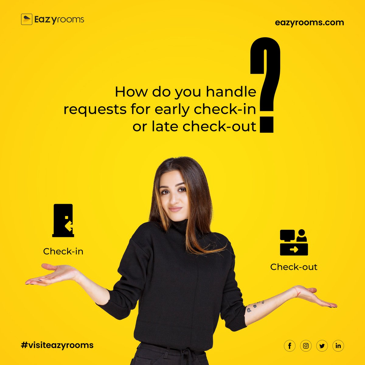 As a hotelier, handling requests for early check-in and late check-out can be challenging.
.
.
.
#Eazyrooms #hotelguests #hotelowner #hotelownership #hotelgrowth #happyguests #hotelautomation #hotelmanagement #oneclickaway #oneclickservices #seamlessservices #guestcommunication
