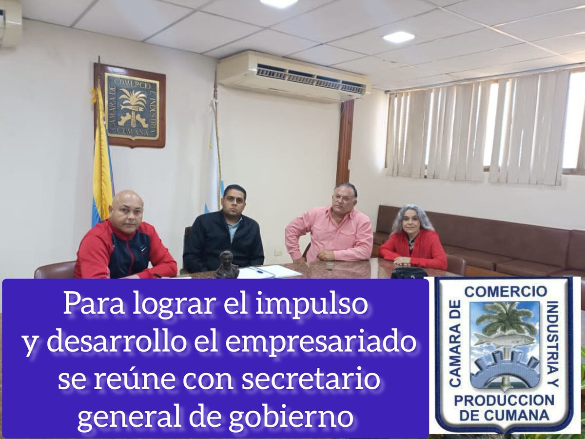 camaradecumana's tweet photo. Para lograr el impulso y desarrollo del municipio Sucre la @camaradecumana se reunió con representante del gobernador
El gremio empresarial señaló cómo positivo  el acercamiento, se presentaron temas que inquietan al  gremio y también el brindar apoyo al desarrollo del Estado. https://t.co/wBczgeomqx
