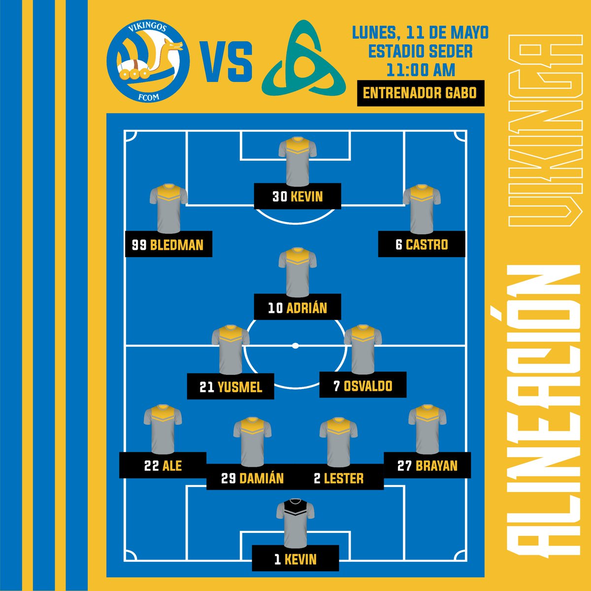 Hoy tenemos una cita con el destino. Con ustedes los 11 Vikingos que saldrán a conquistar el Seder... 💙⚽⚔️