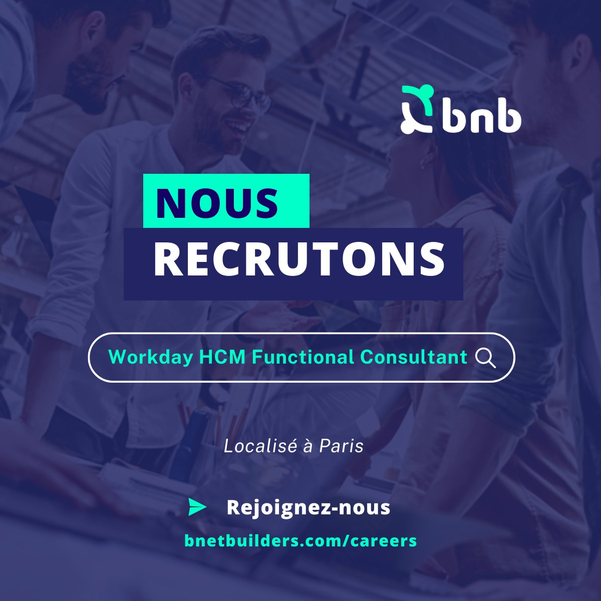 BNB_WD's tweet photo. Opportunité d'emploi à Paris! Nous recherchons pour notre nouveau site un consultant fonctionnel Workday HCM. Vous avez de l'expérience dans le domaine de Workday et vous êtes à la recherche d'un nouveau défi? Rejoignez-nous https://t.co/vw5SSjolLy #thinkhuman #workdigital #BNB https://t.co/N0QjxxR0US