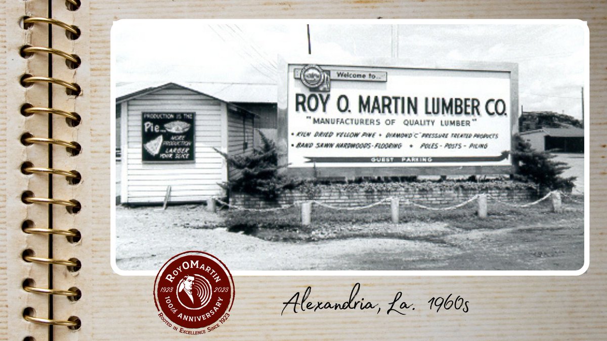 RoyOMartin's tweet photo. Throwback Thursday (1960s) Entrance sign at the Roy O. Martin Lumber Co. "Manufacturers of Quality Lumber."
#TBT #RoyOMartinTBT #ROM100 https://t.co/PU9dDfAEFG