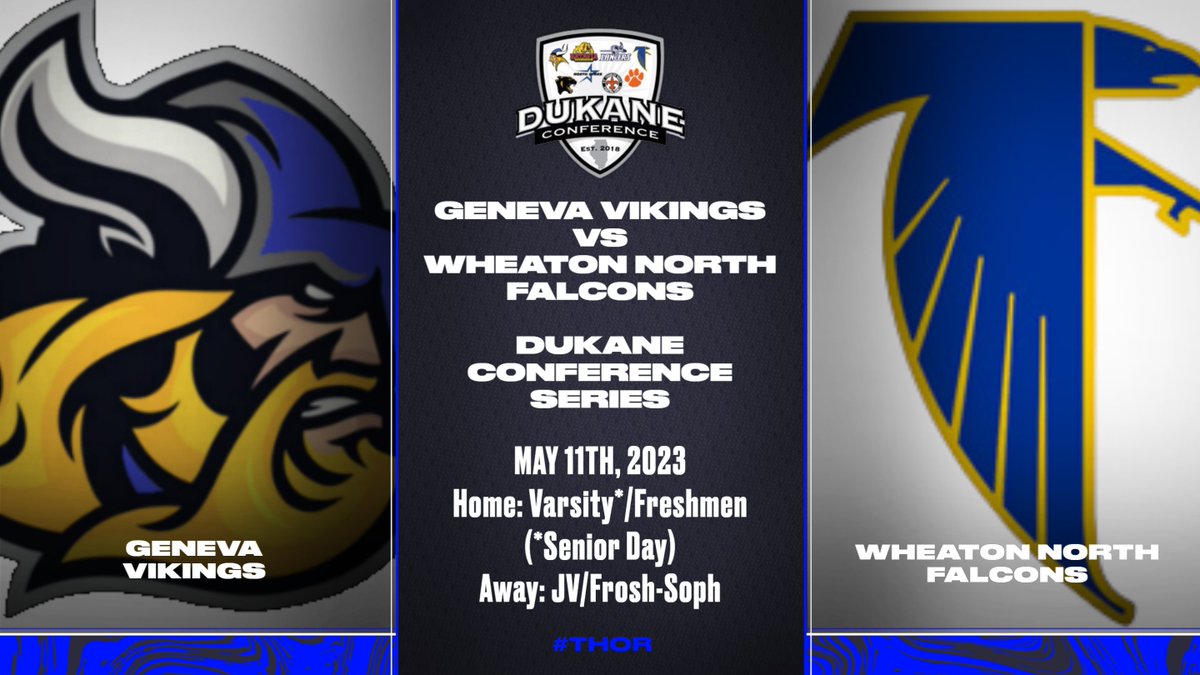 GenevaHardball's tweet photo. Gameday!

The Vikings take on Wheaton North today in Game 3 of their Dukane Conference series. The Varsity &amp; Freshmen will host the Falcons, while the JV &amp; Frosh-Soph Vikes are on the road. The Varsity game will start at 4:45pm with Senior Day recognition before the game! #THOR https://t.co/FMMv7vfLKz