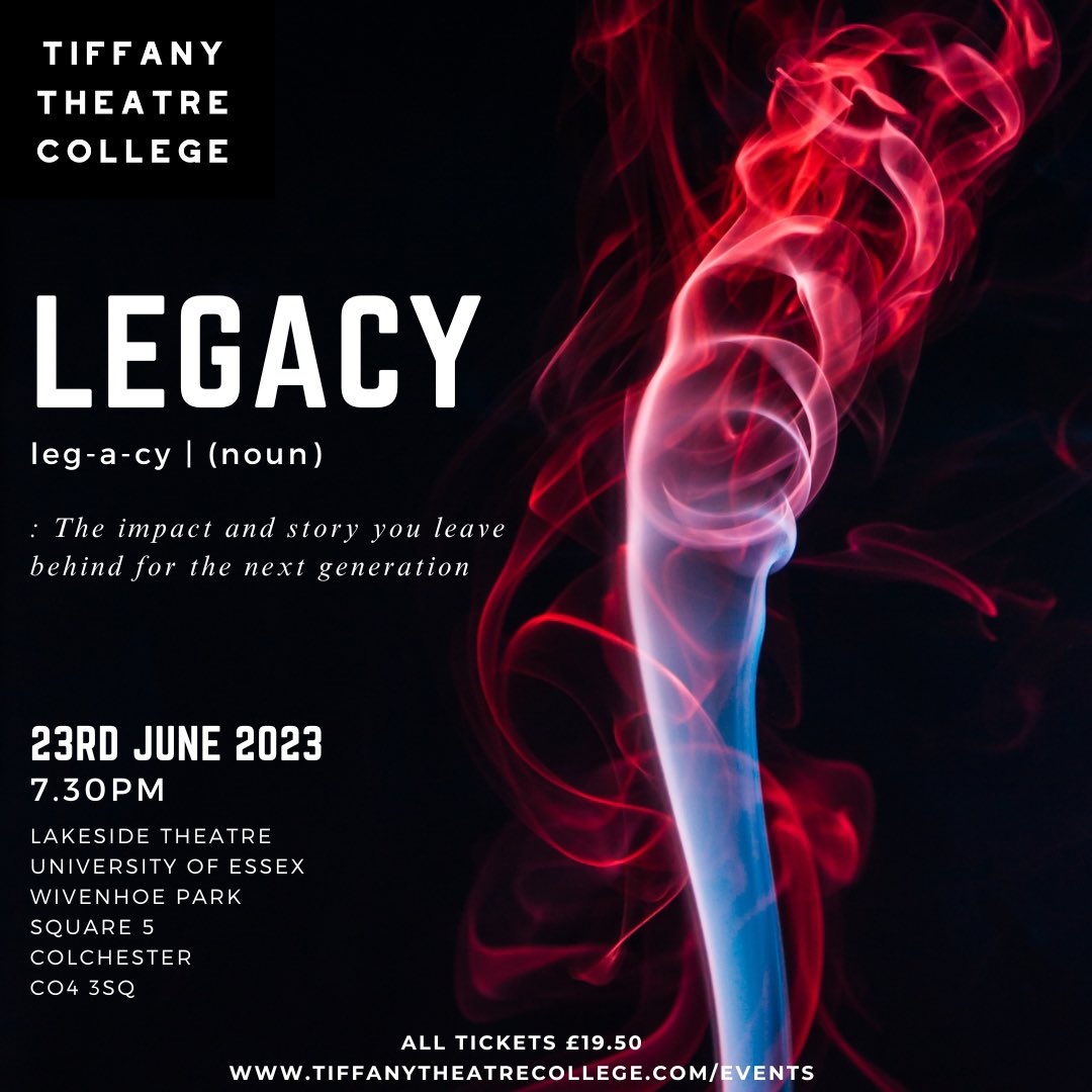 Tiffany Theatre College is proud to present our 2023 end of year showcase “Legacy”

Tickets are now on sale via our website - tiffanytheatrecollege.com/events

#smallclassesbigresults