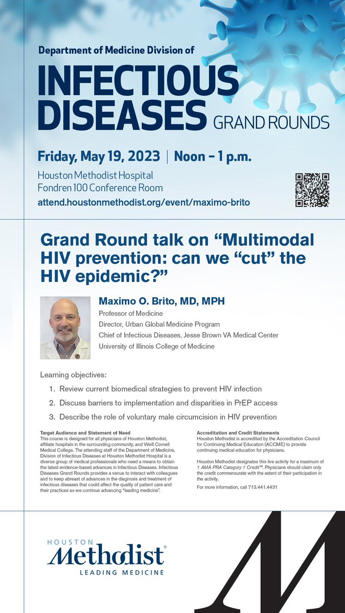 Infectious Diseases Grand Rounds Seminar: Multimodal HIV Prevention: Can We “Cut” the HIV Epidemic? on May 19, 2023, at 12 - 1 PM, CDT - mailchi.mp/0fb839fa68a9/m…