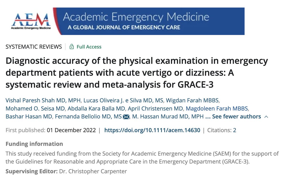 How good is the physical exam for diagnosing central causes of acute dizziness/vertigo in the ED?

Check out systematic review as part of <a href="/SAEMonline/">SAEM</a> GRACE-3 project.

dx.doi.org/10.1111/acem.1…

#GRACE #AEM #EM #Vertigo