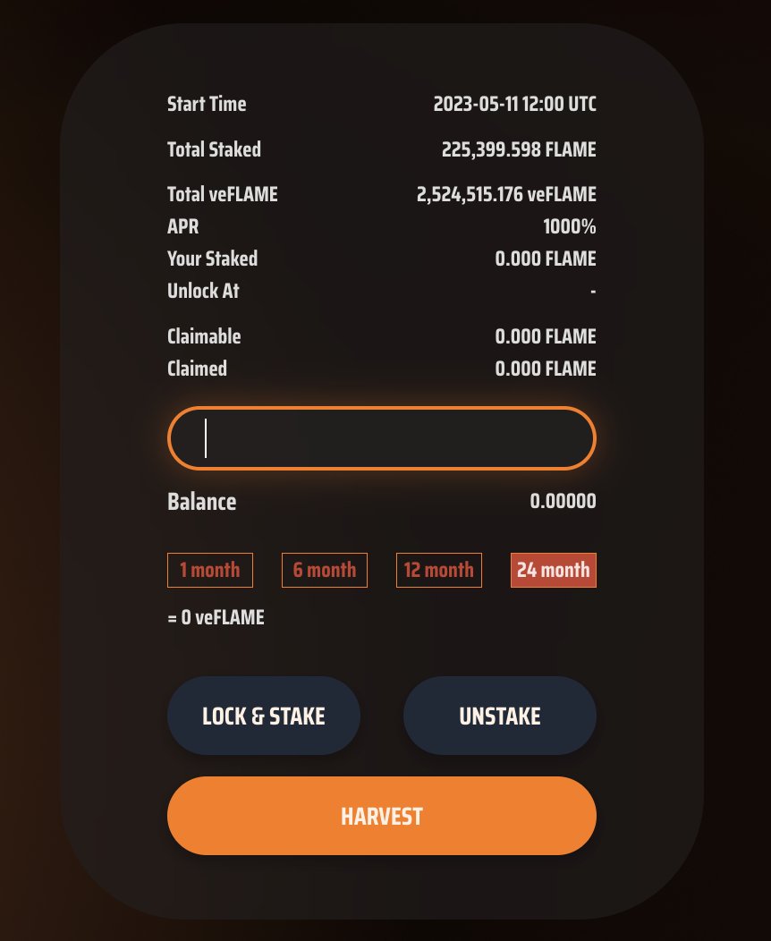 #BurnOnFlame🔥 #BuildOnSui 

🎉 Farm Live Now !!!

🎯 Now you can earn by staking $FLAME.

🔔 You can choose the amount of $FLAME you want to stake and choose the lock time to earn.

🚨Notice:

% APY will change according to the time you choose to lock staking and the increase in