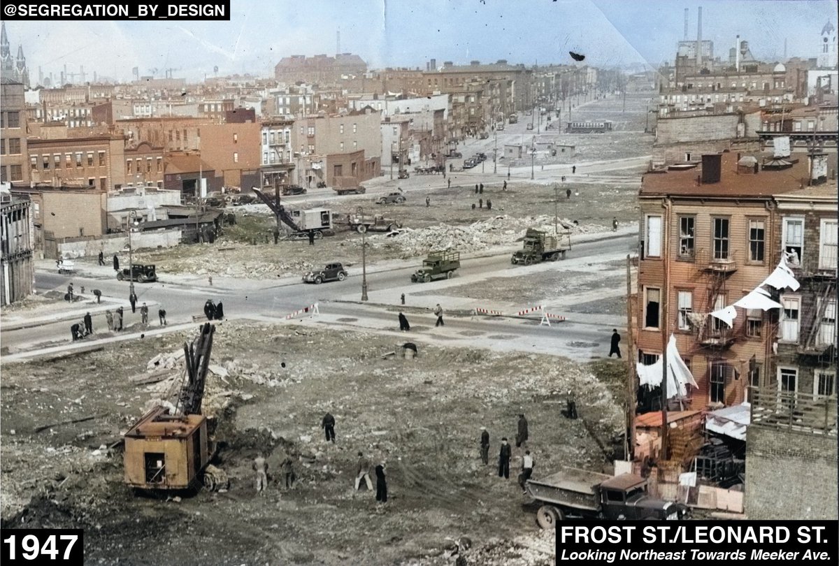 Construction of the Brooklyn-Queens Expressway, required the forcible displacement of tens of thousands of people across the two boroughs. Planned by Robert Moses, the highway cut a nearly 15-mile gash through some of the most densely populated neighborhoods on the planet.