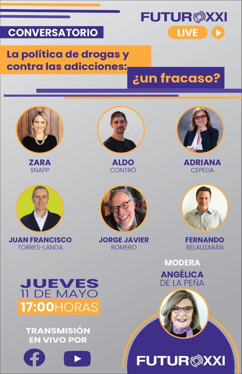 El problema de las adicciones es de salud pública. No es solo con acciones punitivas, y menos aún con “abrazos” a los jefes de los cárteles, como se resolverá este grave problema. 
Les invitamos a este diálogo entre  expert@s para encontrar soluciones viables.