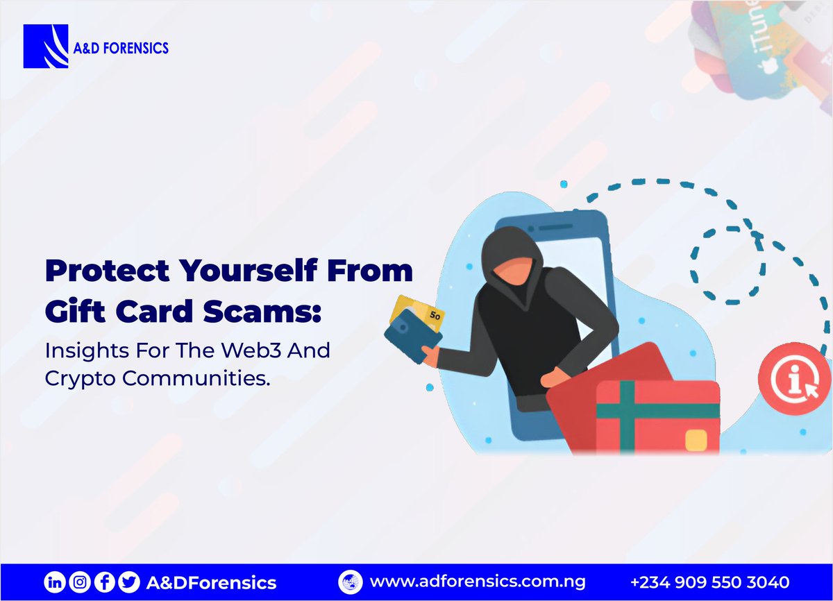 ForensicsD's tweet photo. π Are you planning to buy gift cards with cryptocurrency? Beware of gift card scams that have victimized many people π«!
π‘ Stay informed & Contact us for your cryptocurrency investigation requests here: https://t.co/y2w7LGoMqt
#blockchainsecuritytips #adforensics #blockchain https://t.co/ZHYmB34sN8