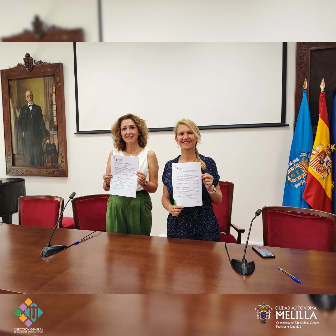 interculturaml's tweet photo. La consejera de Educación, Cultura, Festejos e Igualdad, Elena Fernandez Treviño, ha firmado junto a Elena Cruz, presidenta de la Asociación Comenzamos, un convenio de colaboración destinado a financiar un proyecto para la difusión del Patrimonio Inmaterial de la ciudad.
@l_Circe https://t.co/BfC1J6u9Jb
