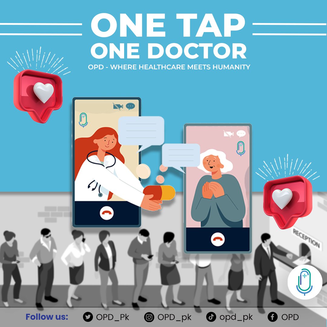 OPD 
Where Healthcare meets humanity 
#health #healthcare 
#telemedicine #WHO
#onlinedoctor 
#VPN
#medicalconsultation 
#freeconsultation 
#healthapp 
#SupremeCourt
#doctorconsultation 
#doctor
#healthtech #medico #who 
#wellness
#imran_Khan
#healthylifestyle
#pakistan