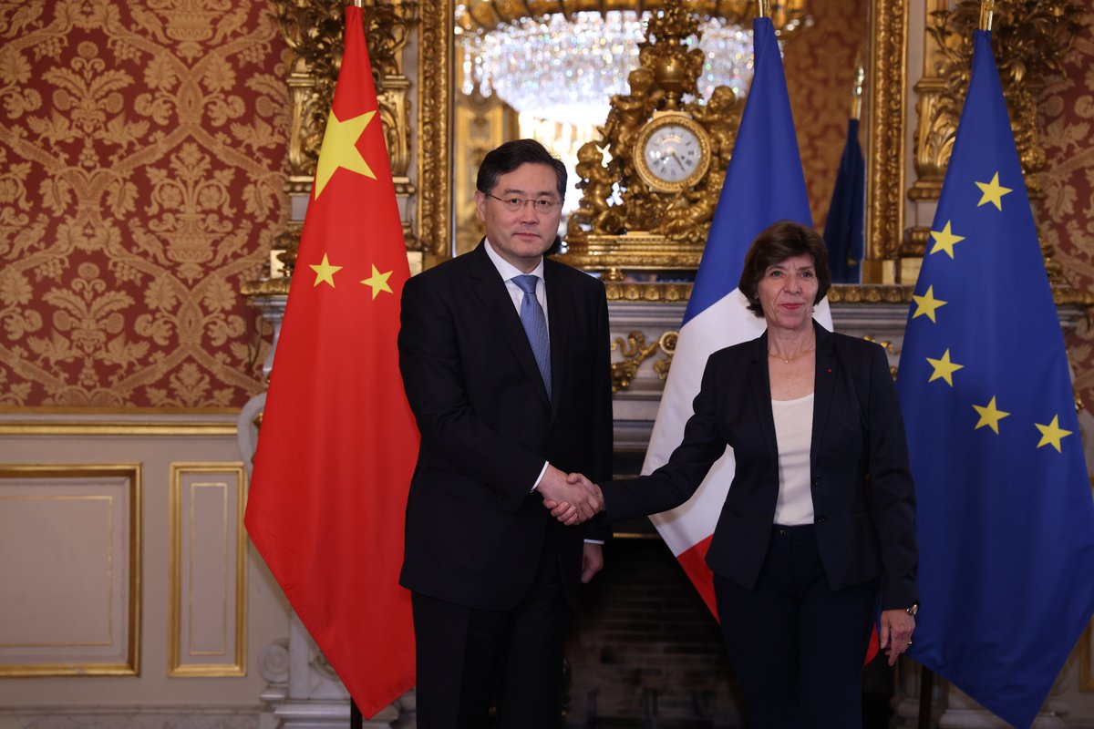 SC & FM Qin Gang held talks with French FM Catherine Colonna in Paris. Qin said China stays committed to promoting high-quality development & high-level opening up, and will work with France&other countries to make the pie of cooperation bigger & share development opportunities.