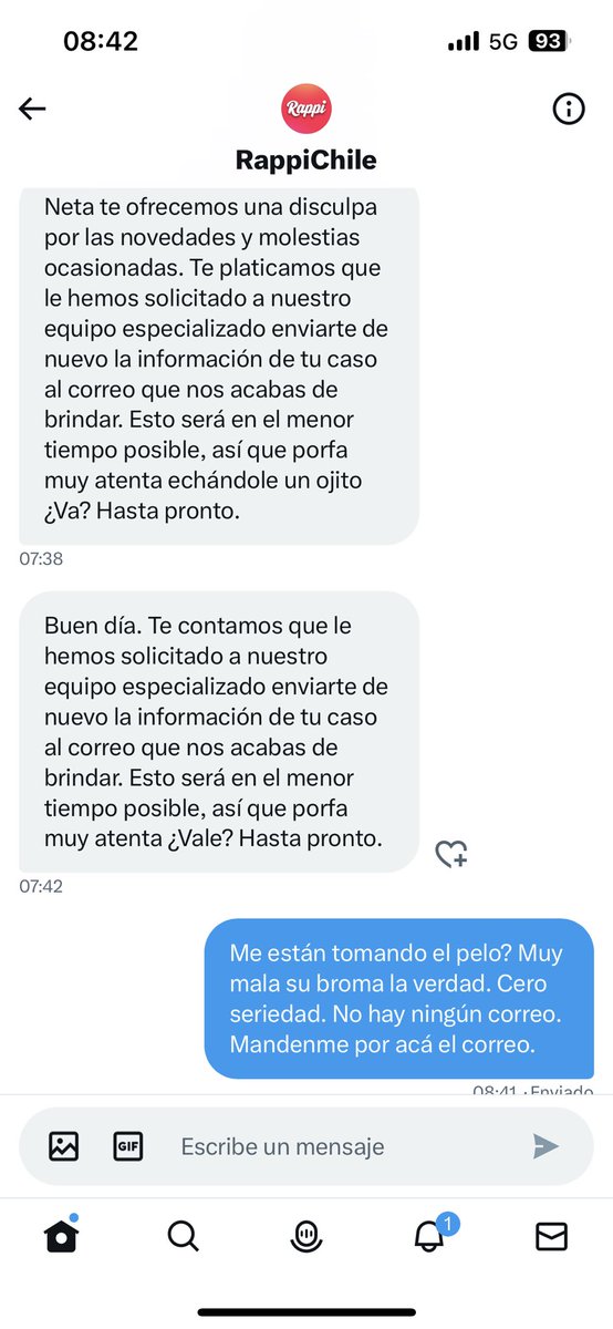 fran_sola's tweet photo. @RappiChile Es como un loop de broma pesada…  hoy borro la app de una vez x todas… la neta. @RappiChile les debería dar vergüenza. https://t.co/r8Uyu5CwJH