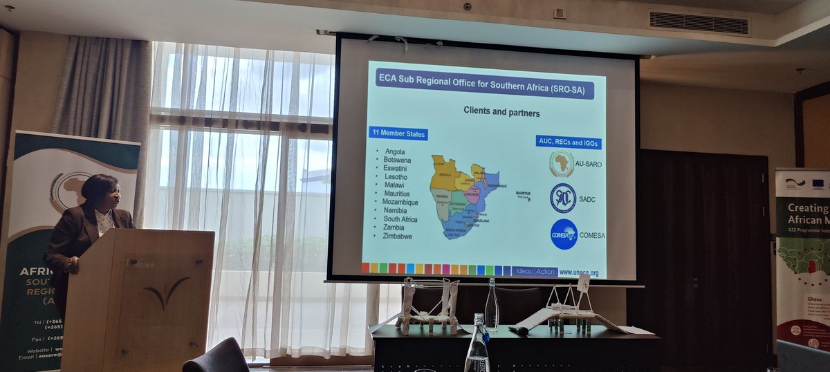 saro_au's tweet photo. Ms @igaye Chief subregional intiatives discusses the @ECA_SRO_SA mandate and areas of strategic focus and collaboration @saro_au #Regionalintegration #Interegionaltrade  #Industralization 
#Privatesectordevwlopment https://t.co/PWzvjwLMU4