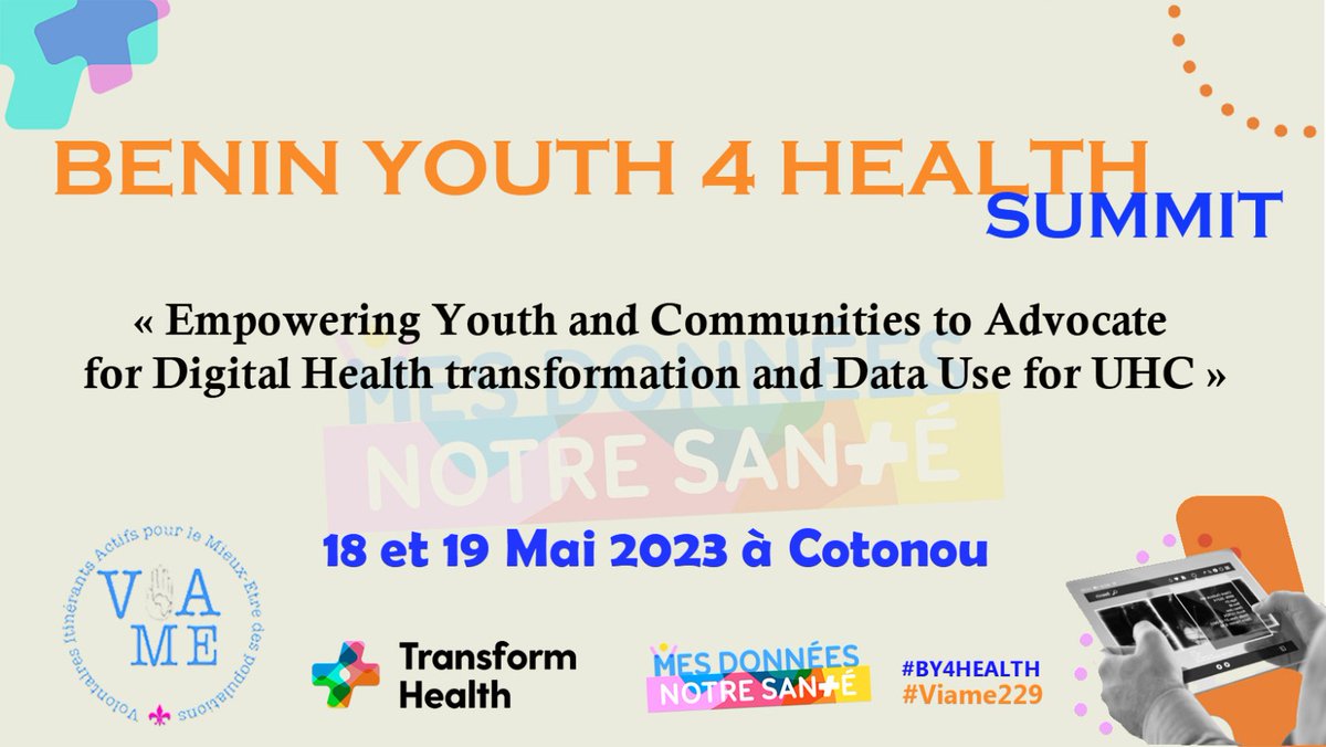🏓 BENIN YOUTH 4 HEALTH SUMMIT 🏓

🏃🏻‍♀️🏃🏼‍♂️🏃🏼‍♂️🏃🏻‍♀️Participer au BENIN YOUTH  4 HEALTH SUMMIT 
Inscrivez vous avant le 13 Mai 2023 ici 👇🏾👇🏾
m.facebook.com/story.php?stor…
#BY4_Health
#DigitalHealth
#MesDonnéesNotreSanté
#OuSontMesDonnées