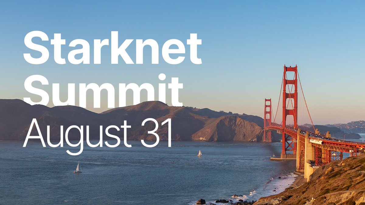 Starknet's tweet photo. 📢We’re excited to officially announce the Starknet Summit happening August 31, 2023, in the San Francisco Bay Area. 

Details coming soon…. 
https://t.co/EaoKwRQXdy https://t.co/7Q3qYp0Tq5