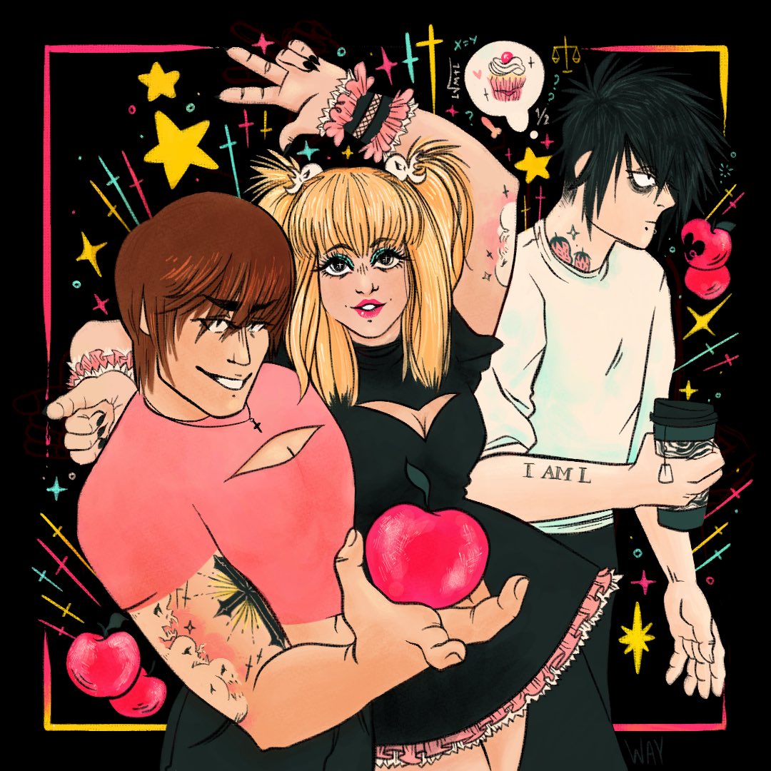 waywardesign's tweet photo. L &amp; his bimbos 💋
 #DEATHNOTE https://t.co/L9gL01e9QN
