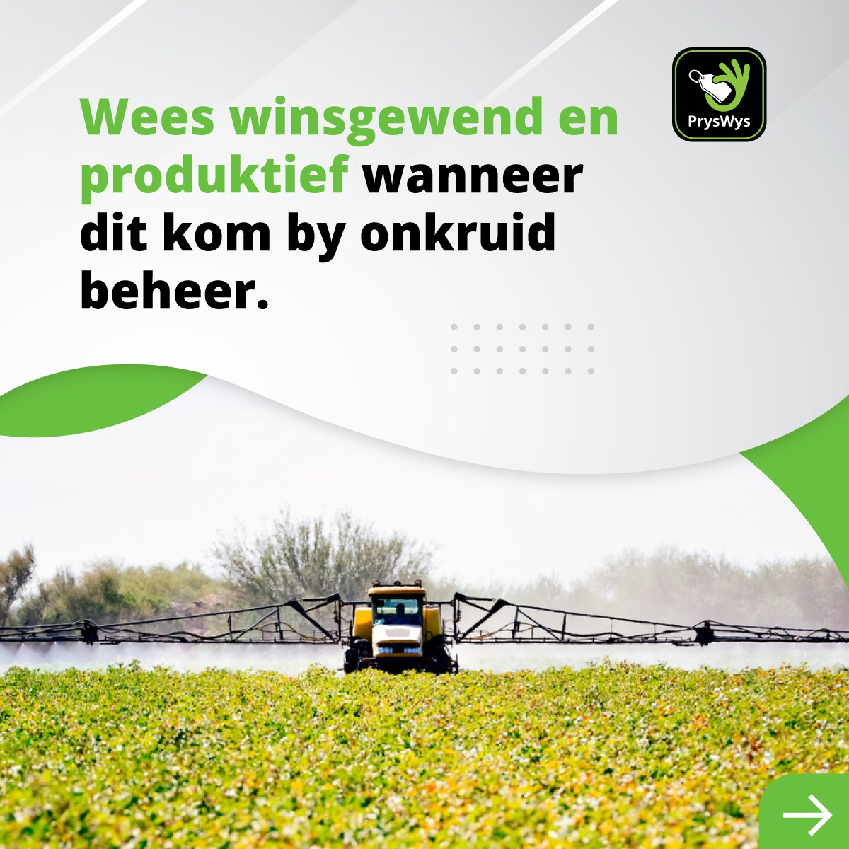 TeamSwiftVEE's tweet image. Wees winsgewend en produktief wanneer dit kom by onkruid beheer.

Laai vandag die PrysWys app af en kry ‘n kwotasie vir onkruidbeheer produkte.

Laai die app gratis af op die Apple store: ow.ly/Ticc50JA84M

Laai die app gratis af op Google Play: ow.ly/9oo550JA84Q