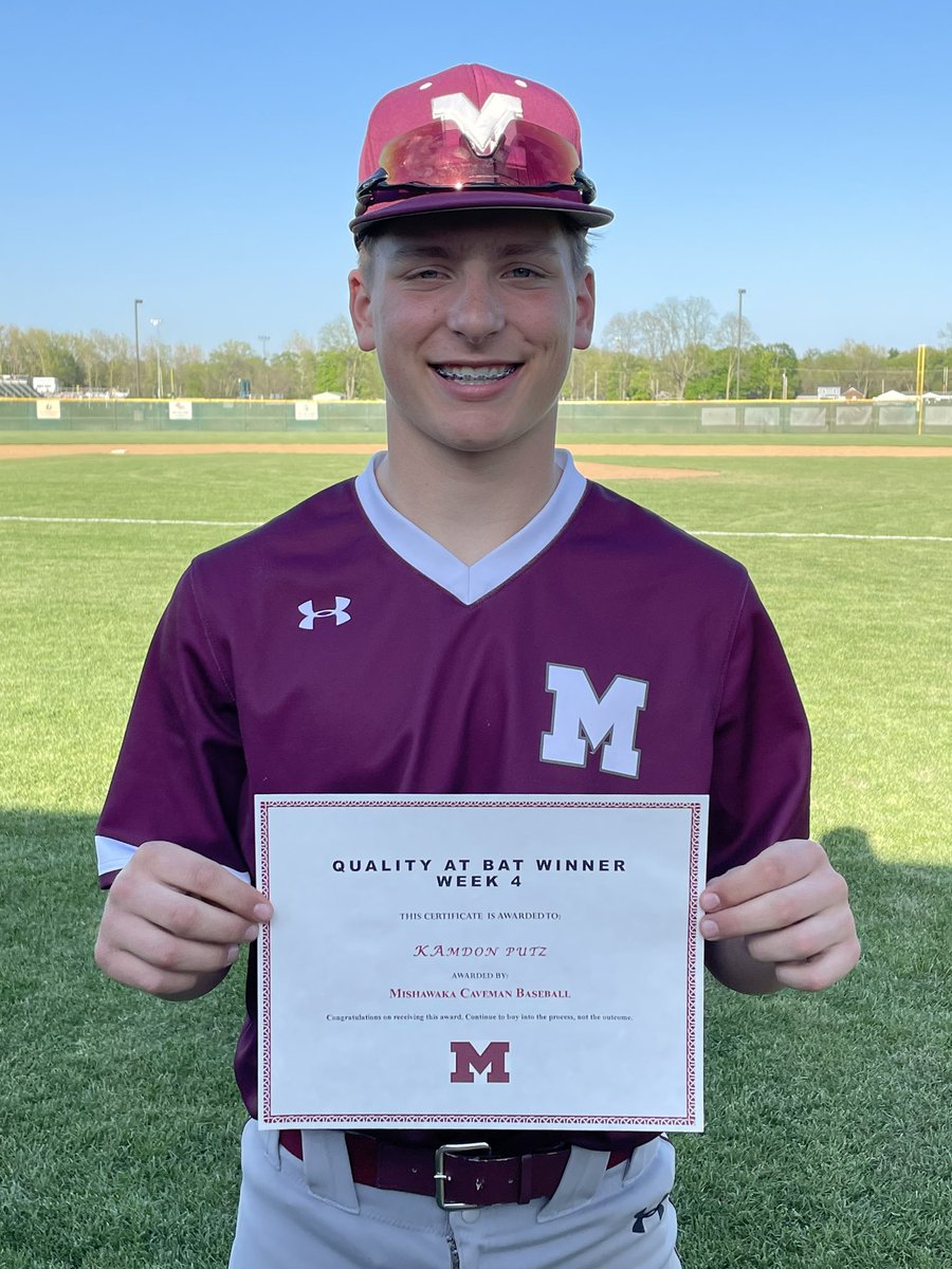 Congratulations to <a href="/PutzKamdon/">Kamdon Putz</a> for being last week’s QAB winner with a score of 83! 💪 Not bad for a freshman. #processoveroutcome #compete <a href="/cavemensports/">Mishawaka Athletics</a> <a href="/MHS_BSBL_ALUMNI/">Mishawaka Baseball Alumni</a> <a href="/SCMSchools/">SCM Schools</a> <a href="/SCMSchools/">SCM Schools</a> <a href="/MHSSection/">MHS Section</a> <a href="/BodyMishawaka/">Mishawaka Student Body</a> <a href="/kputz10/">Kevin Putz</a> <a href="/konnorputz10/">Konnor putz</a>