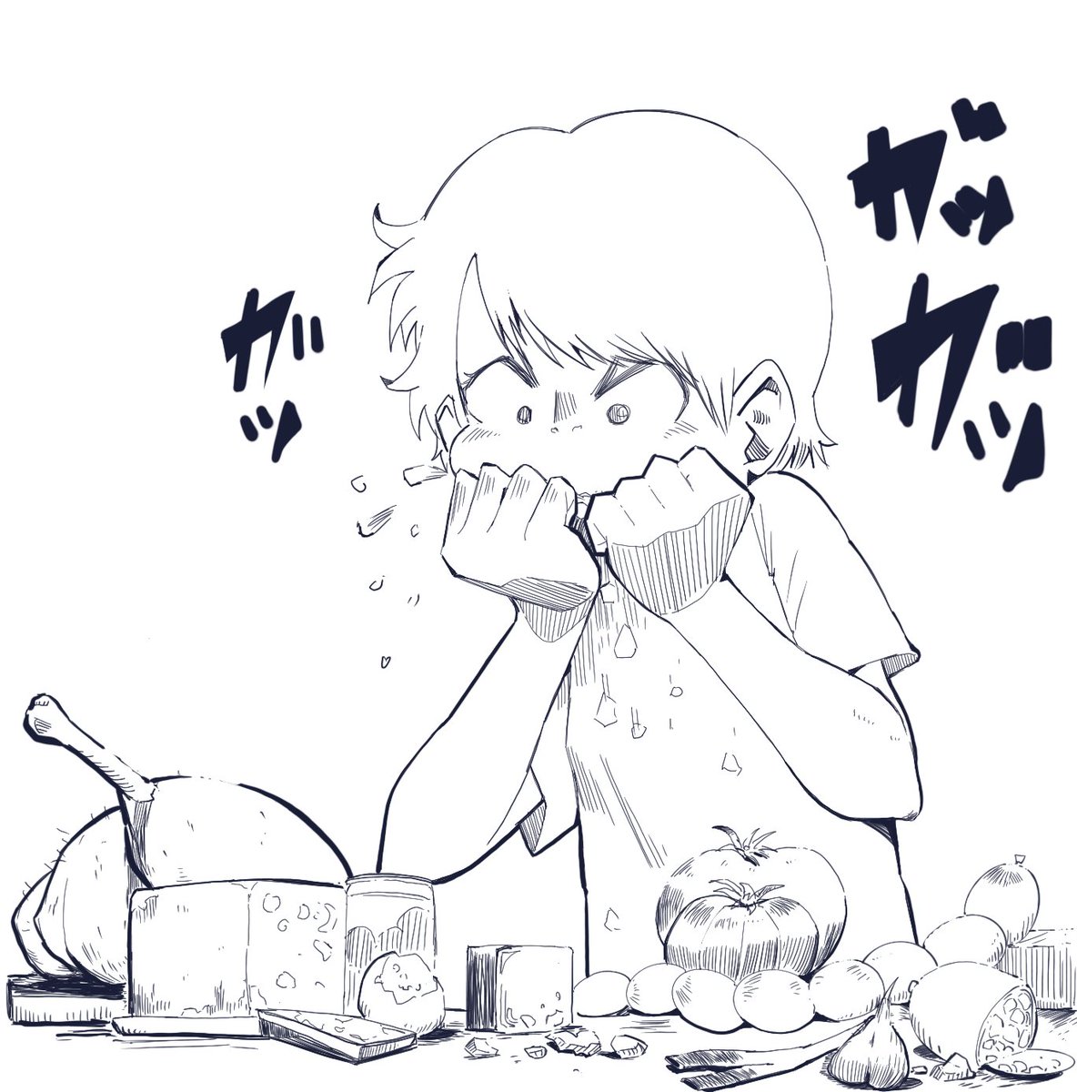 宮崎アニメで食べ物がっつくシーン好きです。 #絵描きさんと繋がりたい #カリオストロの城