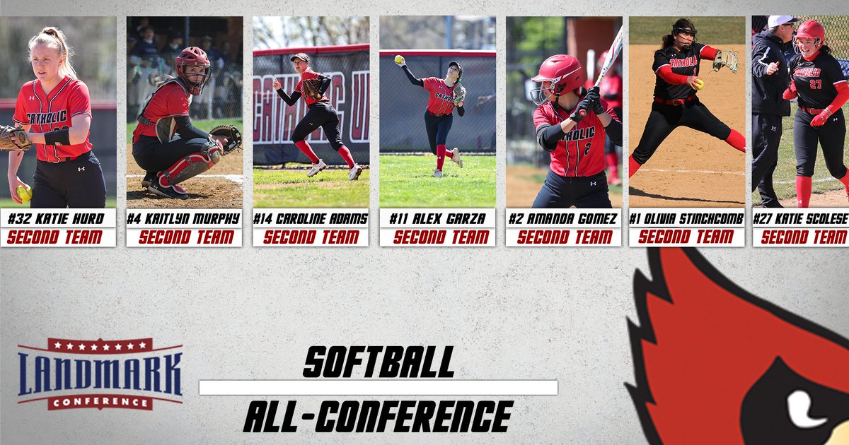 An amazing 7 <a href="/CatholicU_SB/">Catholic University Softball</a> athletes were named to the All-@landmarkconf 2nd Team this afternoon!

📖bit.ly/3VQVGEZ

#ThisIsCatholicU #d3sb