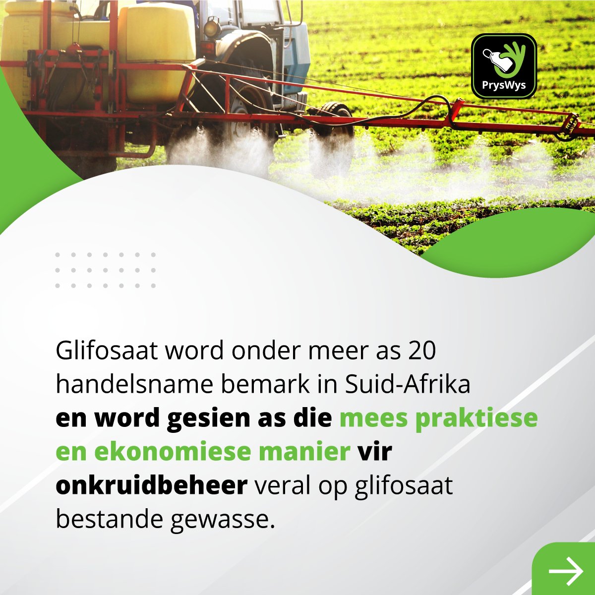 TeamSwiftVEE's tweet image. Wees winsgewend en produktief wanneer dit kom by onkruid beheer.

Laai vandag die PrysWys app af en kry ‘n kwotasie vir onkruidbeheer produkte.

Laai die app gratis af op die Apple store: ow.ly/Ticc50JA84M

Laai die app gratis af op Google Play: ow.ly/9oo550JA84Q