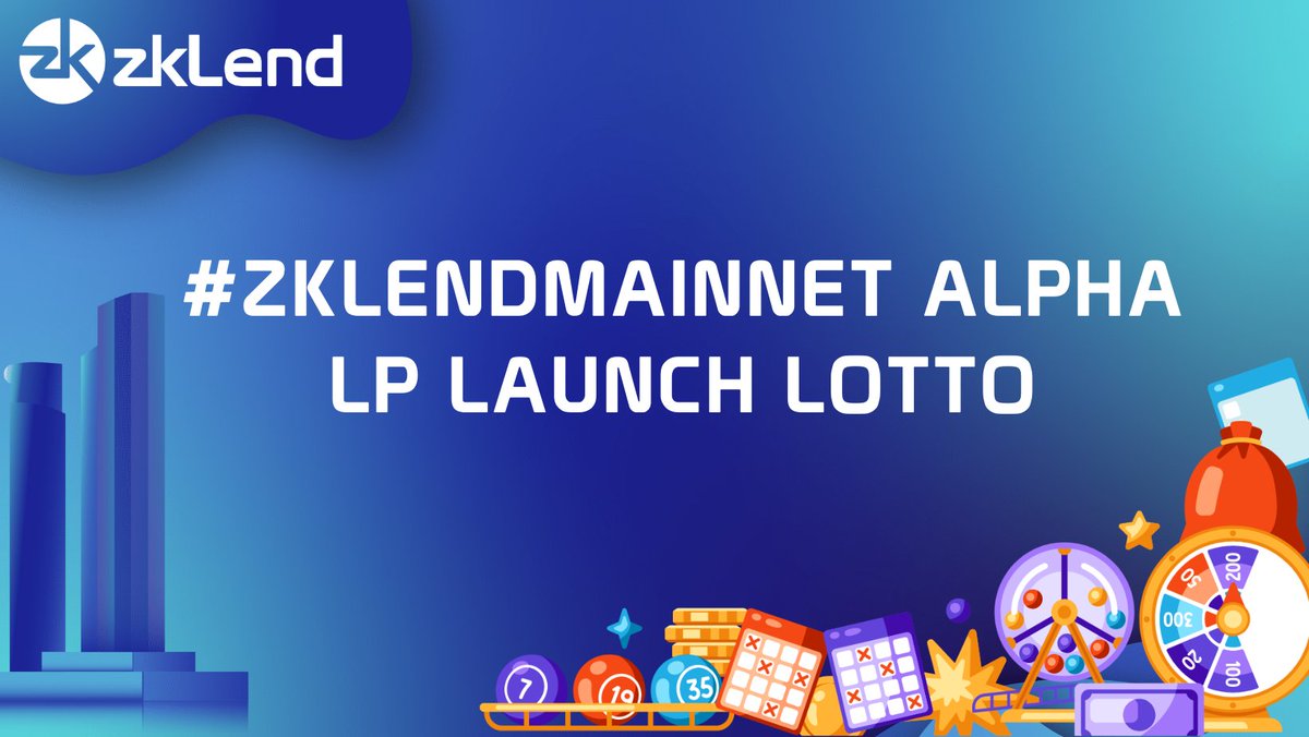 zkLend's tweet photo. 🚀Proud to present the LP LAUNCH LOTTO for  #zkLendMainnet Alpha!

🪙To win a piece of the juicy 2.5K $USDC prize pool simply just use our protocol! Deposit &amp; borrow from any of the 5 debut assets.

➡️Start now: https://t.co/CcySQcoYf1

👉Full details: https://t.co/sxmDnYYCbQ https://t.co/VDBsGCRftX