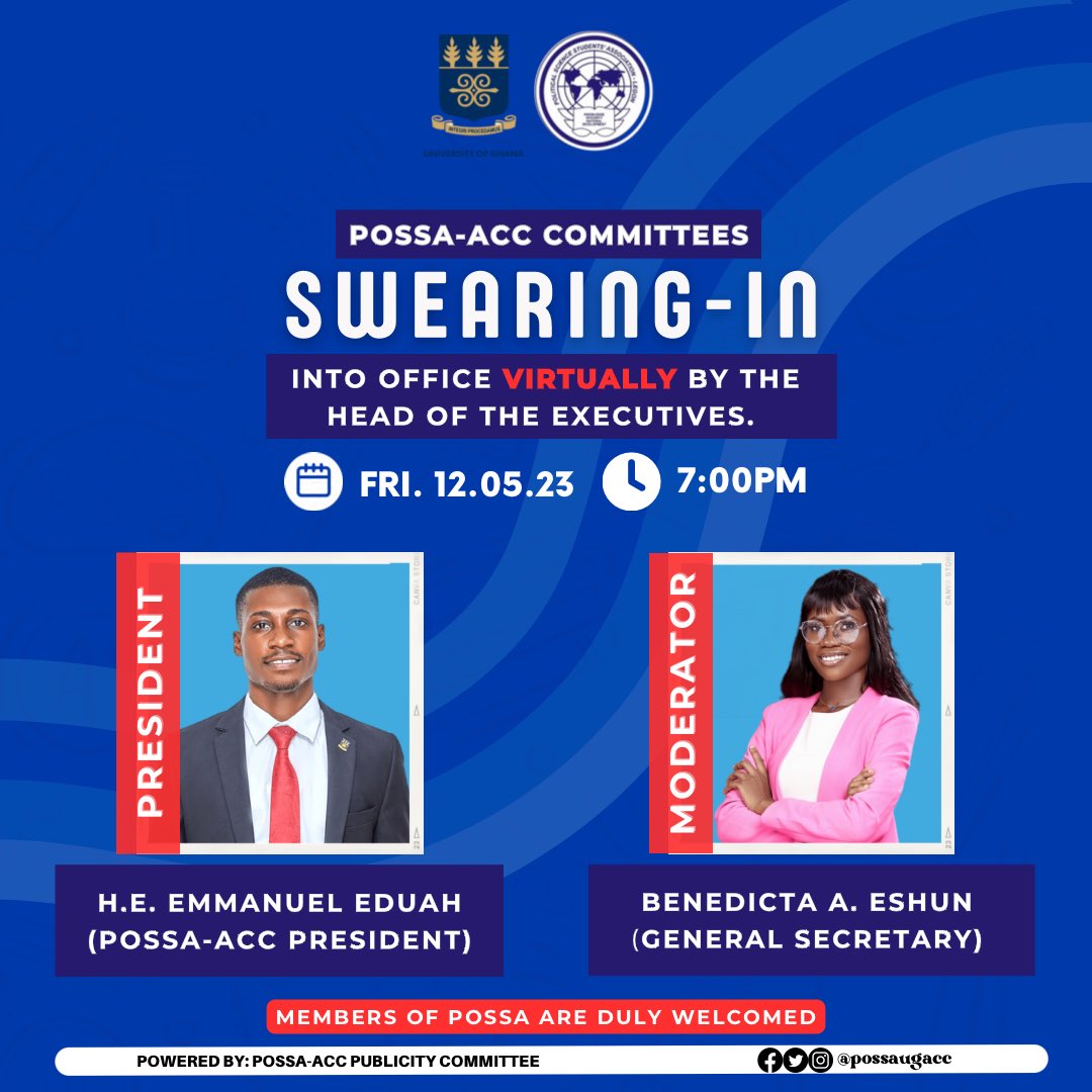 possaugacc's tweet photo. Dear POSSAns, you’re duly invited to this special event☺️.
#POSSA #POSSAUGACC #AlwaysAhead https://t.co/M6BuuMu8d0
